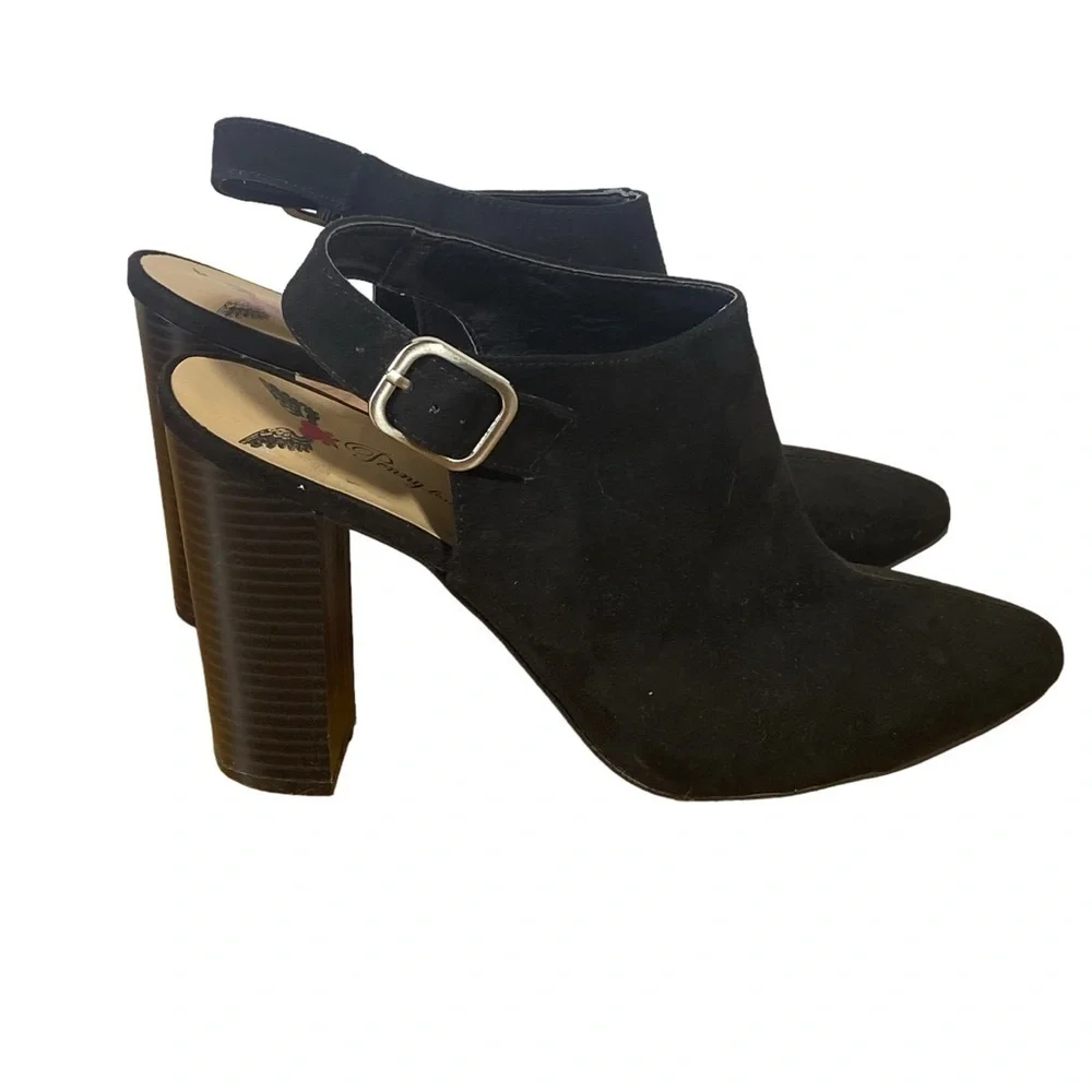 Penny loves Kenny Women's sz 10M Black Slingback pointed toe block heel Booties - Picture 3 of 11